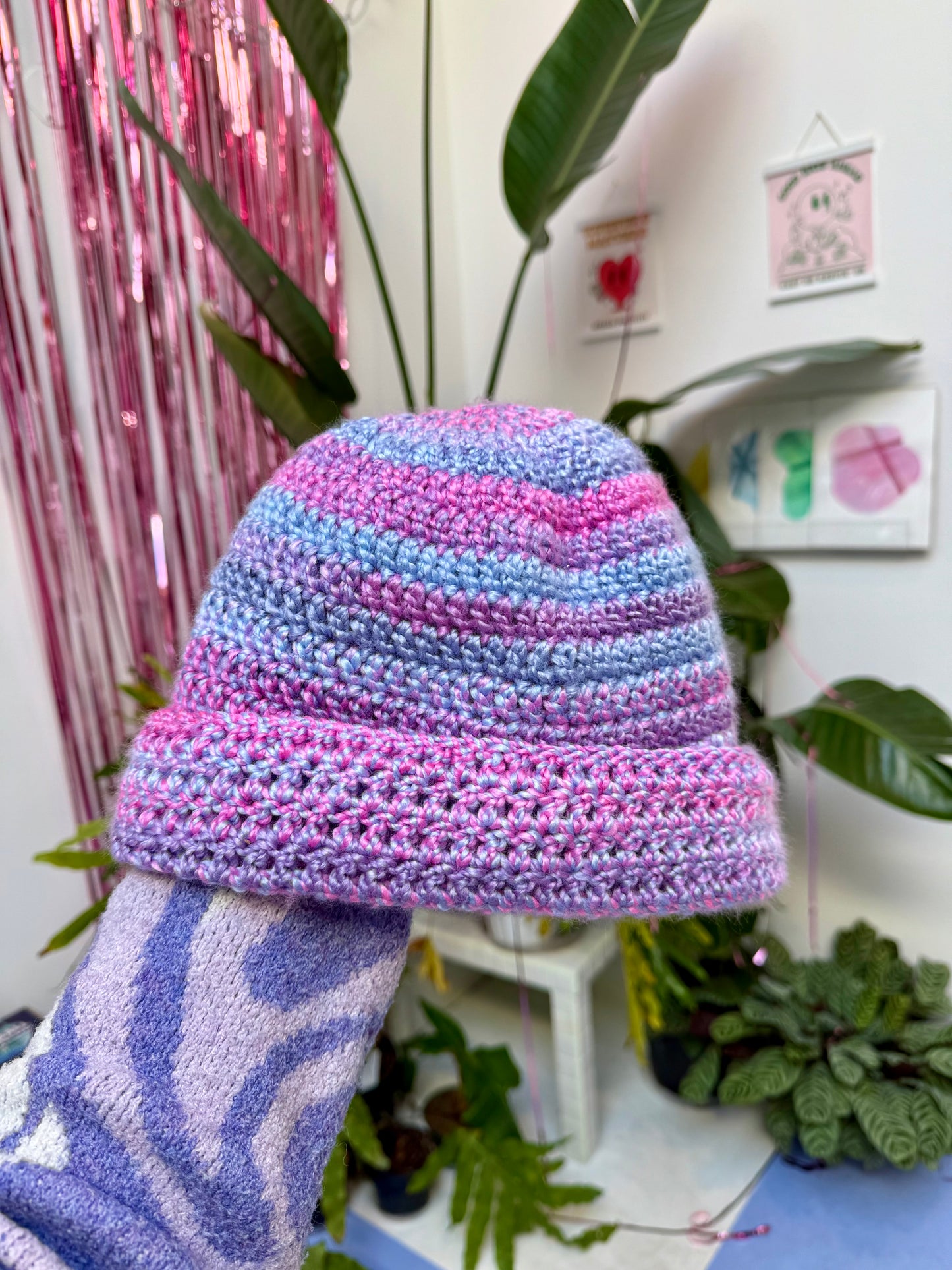Jubilee Crochet Beanie- Cotton Candy