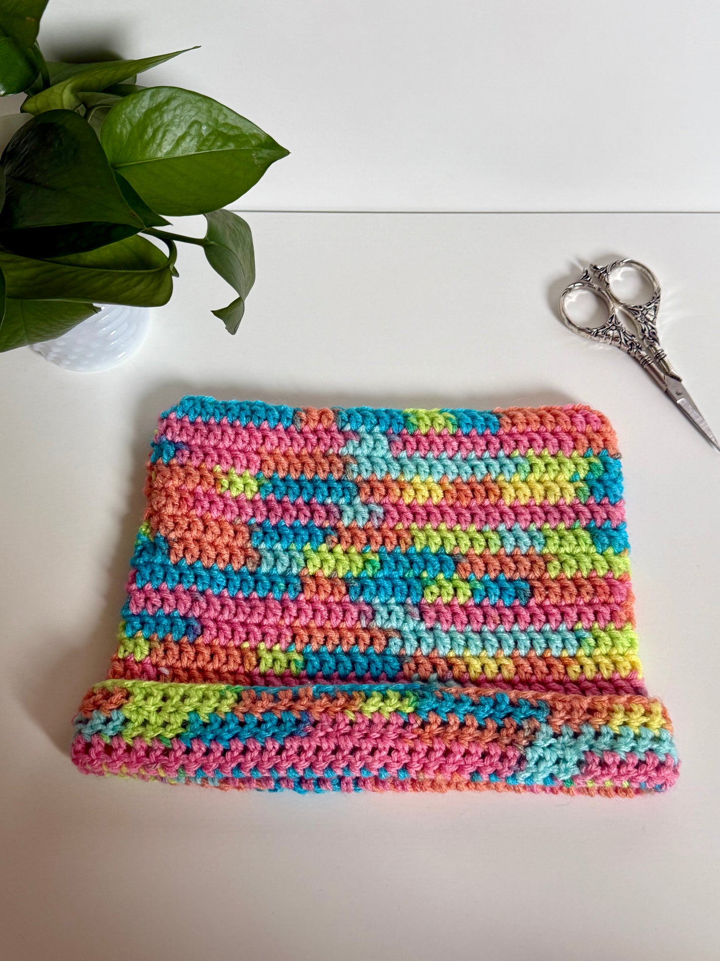 Crochet Cat Beanie- Rainbow Sherbet
