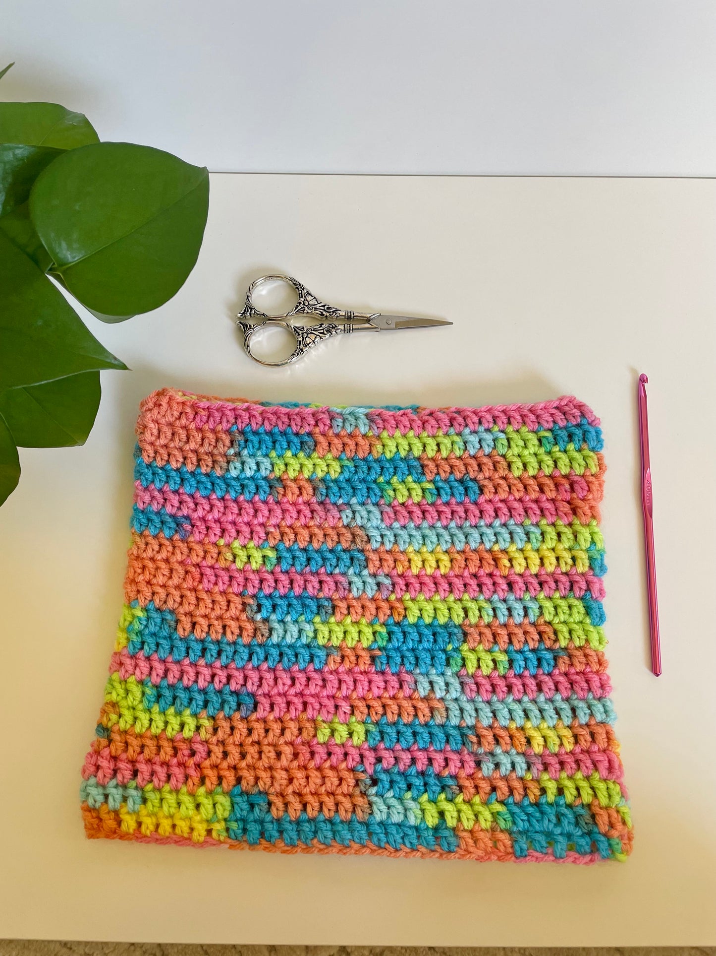 Crochet Cat Beanie- Rainbow Sherbet