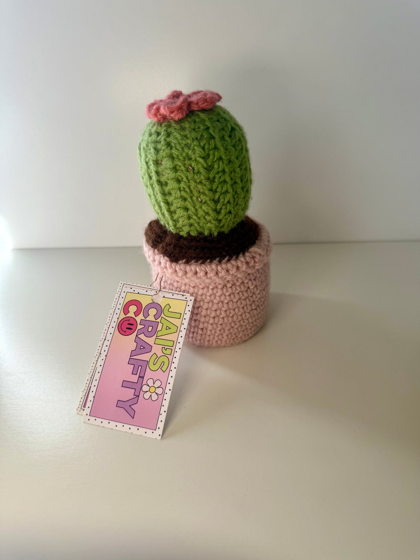 Pink Potted Crochet Cactus Plant
