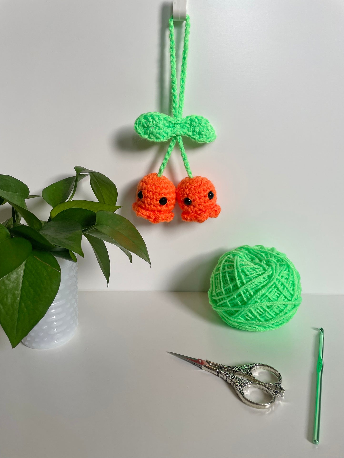 Ghostie Crochet Car Hanger, Bag Charm