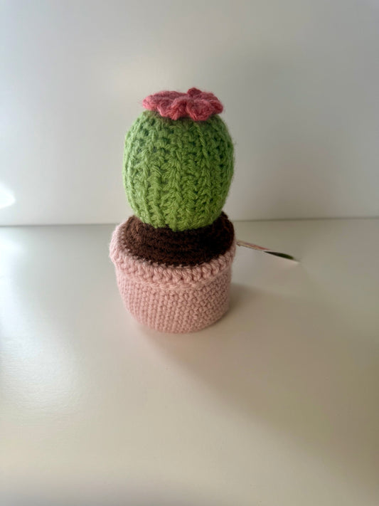 Pink Potted Crochet Cactus Plant
