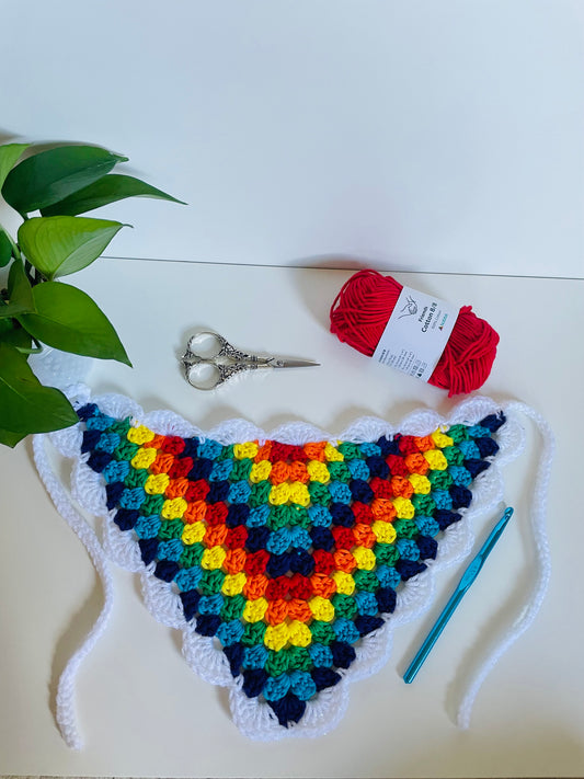 Rainbow Glitter Crochet Hair Bandana