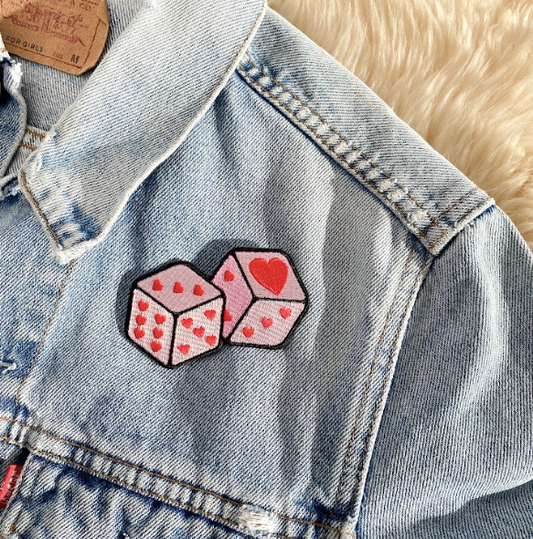 Pink Heart Dice Patch