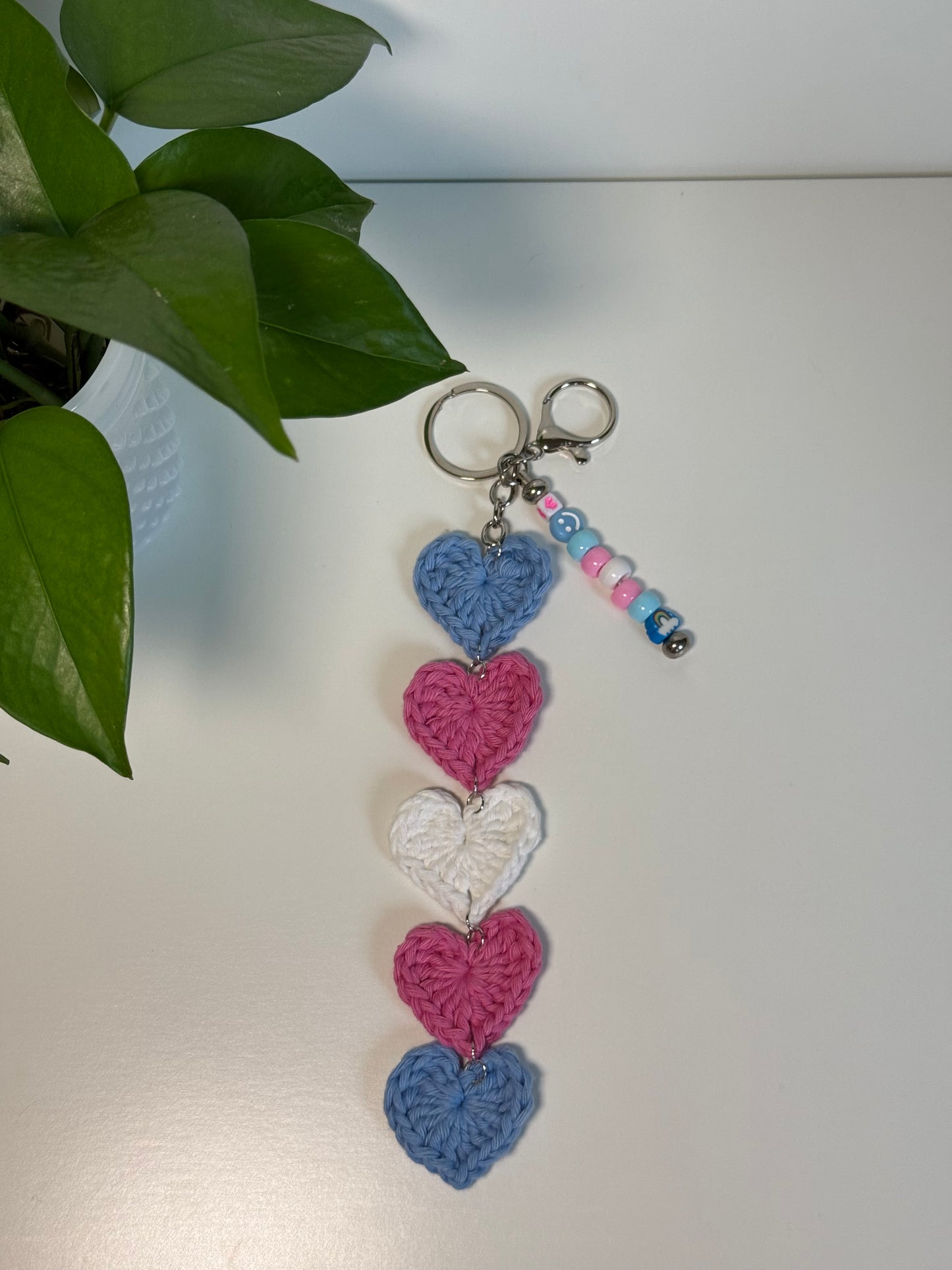 Crochet Pride Flag Heart Keychain, Bag Charm