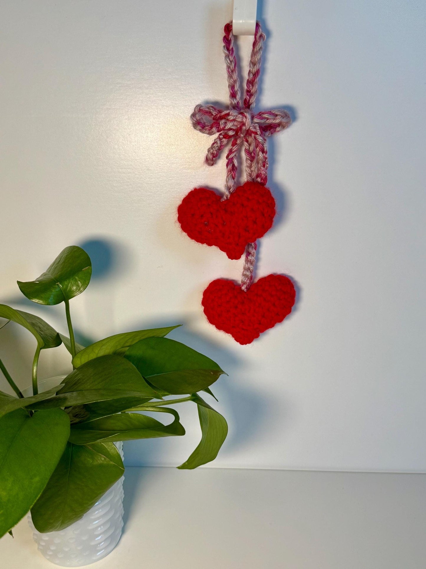 Heart Crochet Car Hanger Pink & Red