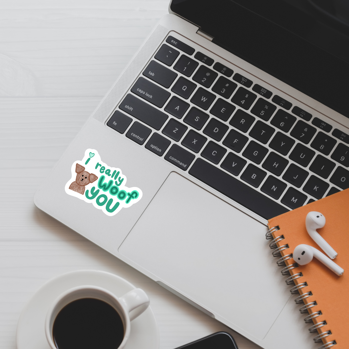 I Really Woof You | Hand Drawn | Vinyl Sticker | Water Resistant Sticker | Novelty | Cute