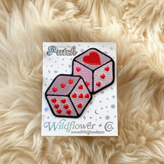 Pink Heart Dice Patch