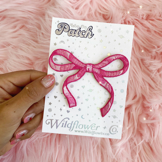Wispy Bow Patch, Pink