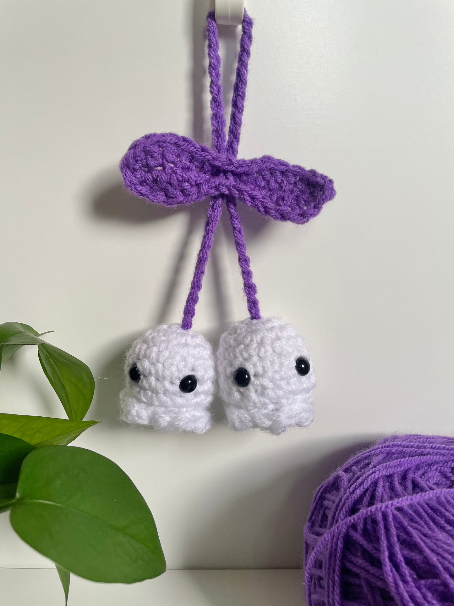 Ghostie Crochet Car Hanger, Bag Charm