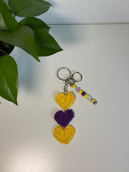 Crochet Pride Flag Heart Keychain, Bag Charm