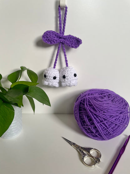 Ghostie Crochet Car Hanger, Bag Charm