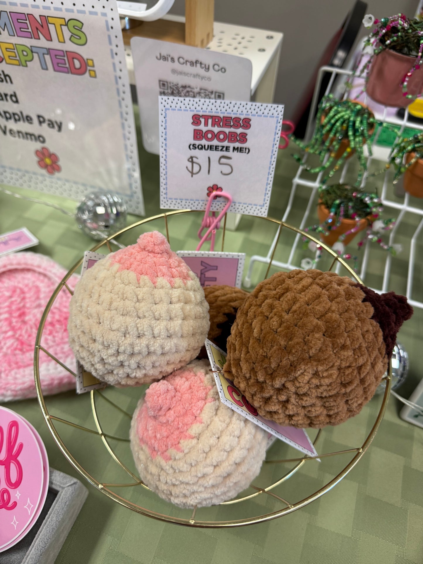 Custom: Stress Boob Crochet Plushie