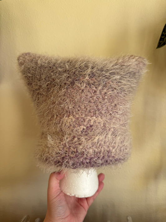 Fuzzy Crochet Cat Beanie