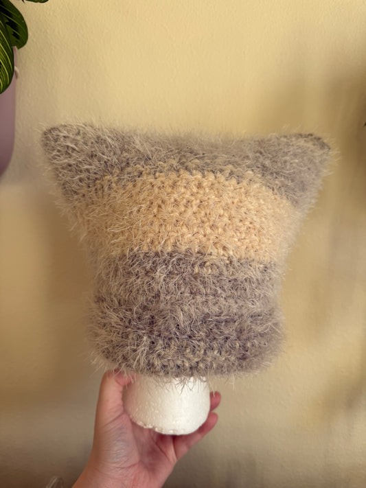 Fuzzy Crochet Cat Beanie