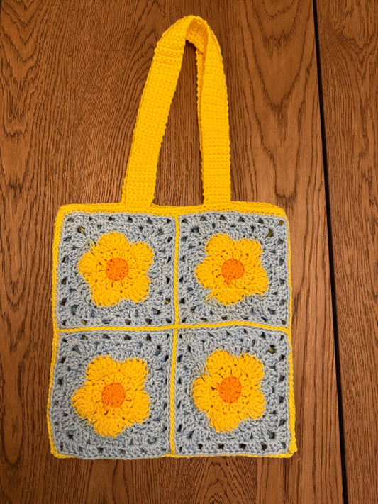 Daisy Granny Square Crochet Tote Bag