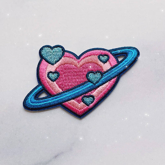 Heart Planet Patch- Pink & Blue