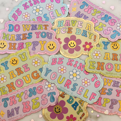 Affirmation Positive Quote Stickers - Glitter, Trying My Best
