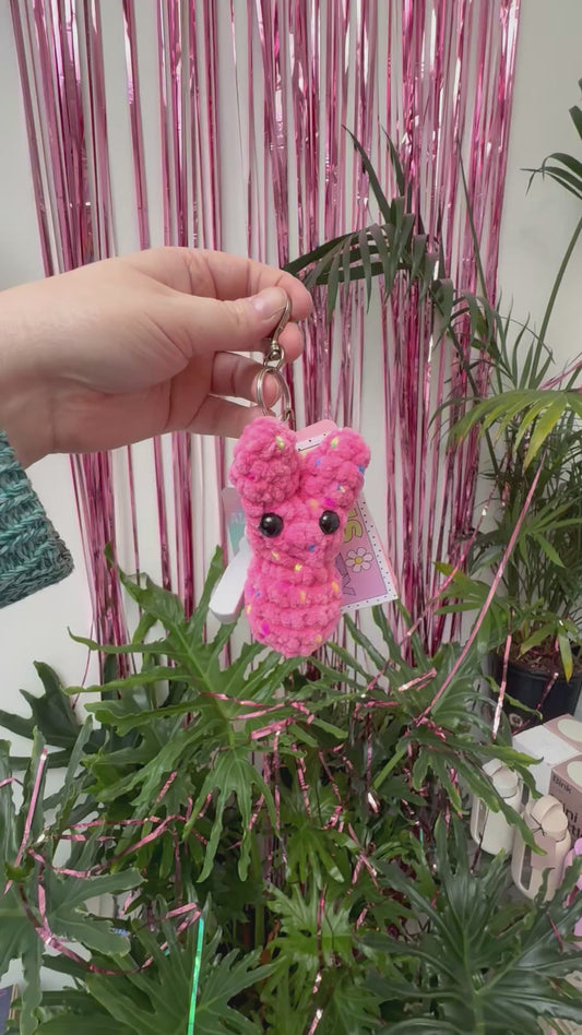 Peep Bunny Crochet Keychain